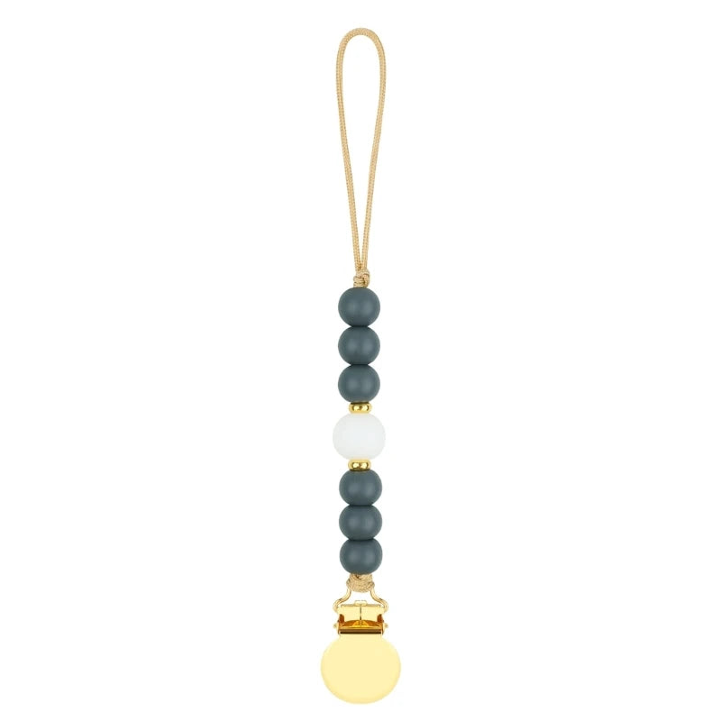 Stylish Adjustable Baby Pacifier Clip - Secure and Portable Silicone Beads Strap for Infants