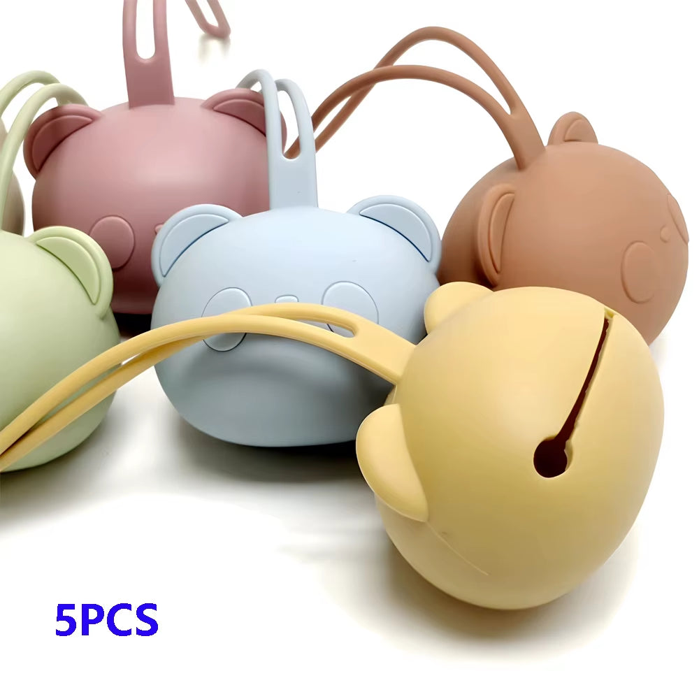 Stylish Bear Pacifier Bag - Eco-Friendly Silicone Dustproof Organizer for Baby Soothers and Chains