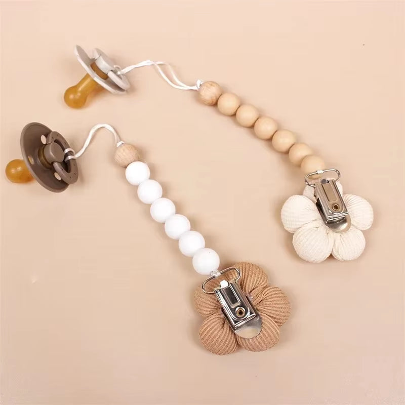 1Pc Cute Baby Silicone Flower Pacifier Chain Newborn Baby Accessories Pacifier Clip Pacifier Chain Teether Loss Prevention Chain