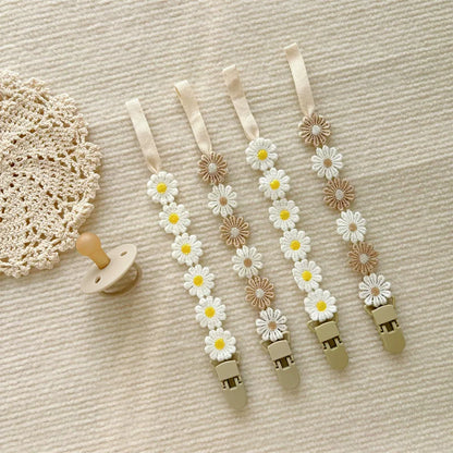 Charming Baby Pacifier Chain - Daisy Design Dummy Holder for Teething and Nursing - Perfect Newborn Accessory