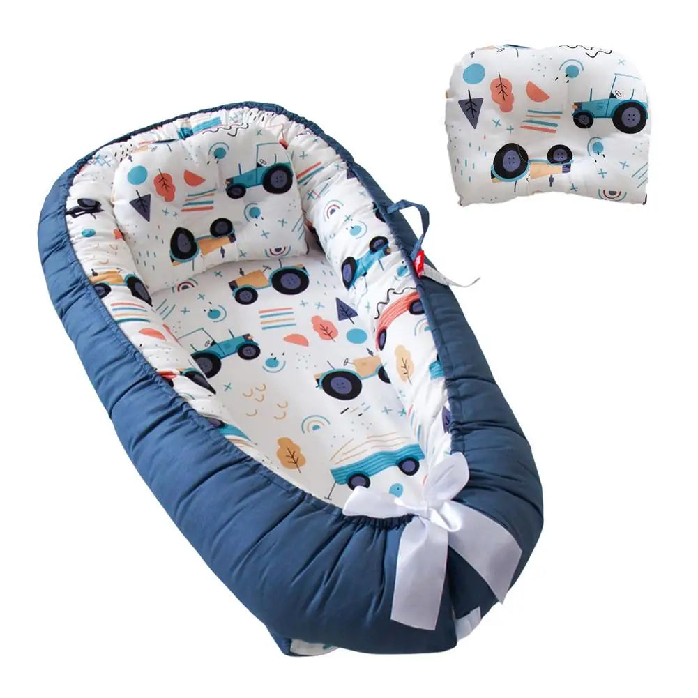 Baby Nest Bed with Pillow Portable Baby Lounger Adjustable Newborn Lounger Travel Crib Soft Breathable for Newborn Bed Bumper