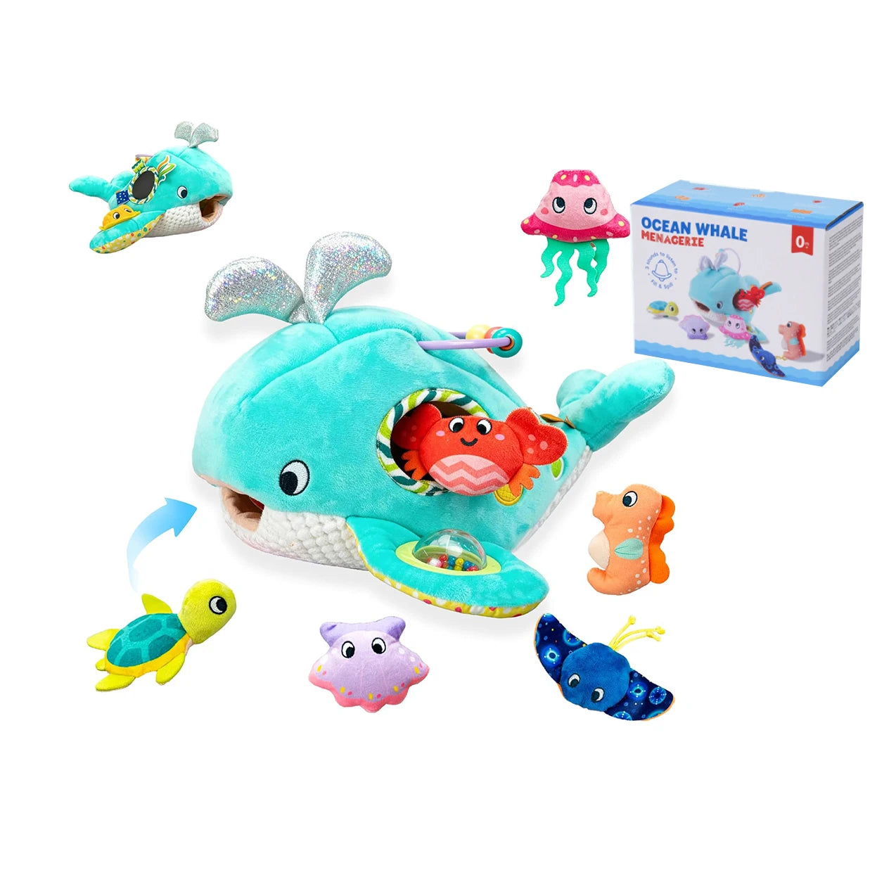 Baby Toys 6-12 Months,Bee House with Stuffed Farm Animals for Toddlers 1-3 Baby Plush Beehive Wtih Rattles Squeaker Mirror