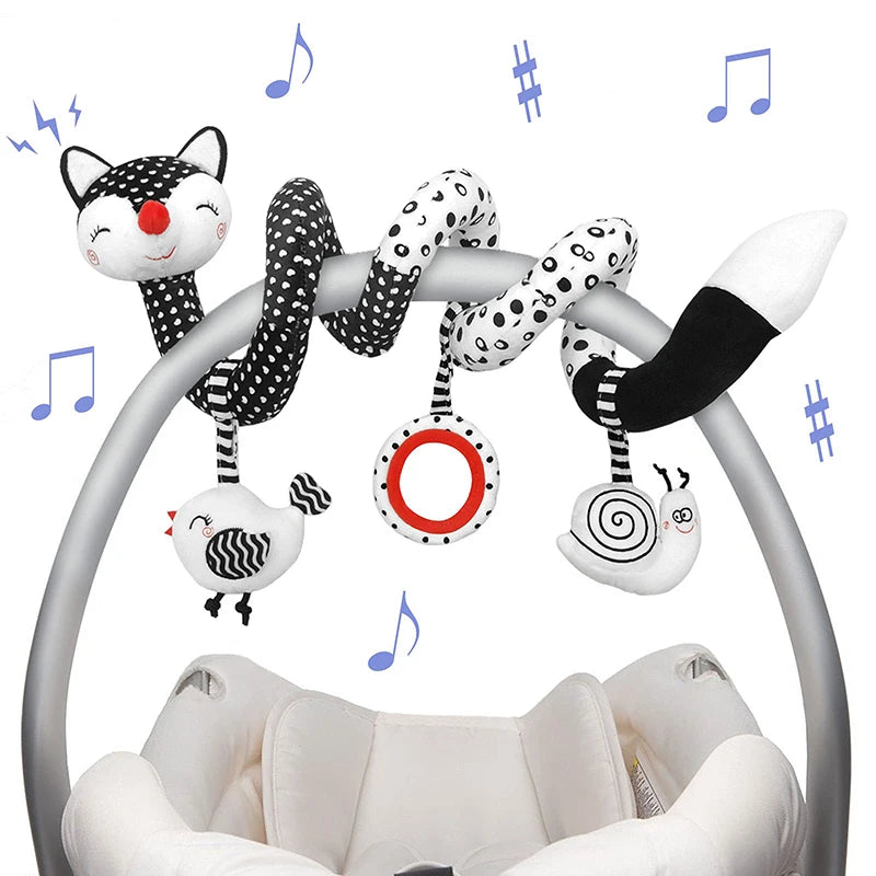 Engaging Black & White Baby Spiral Plush Toy - Perfect for Newborn Sensory Development
