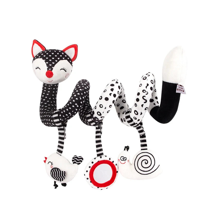 Engaging Black & White Baby Spiral Plush Toy - Perfect for Newborn Sensory Development