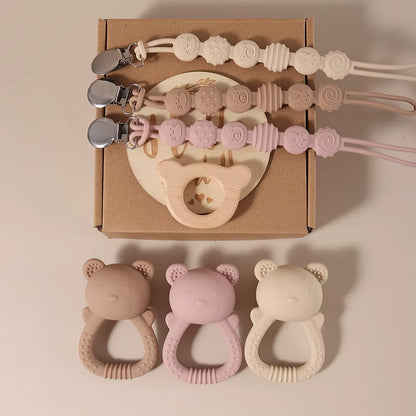 Adorable Silicone Bunny Pacifier Chain and Bear Gift Set for Your Little One