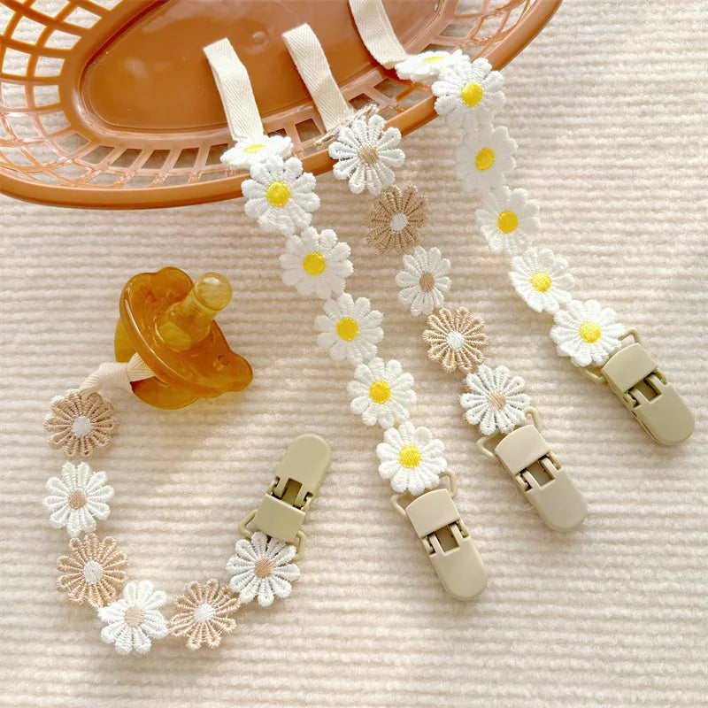 Charming Baby Pacifier Chain - Daisy Design Dummy Holder for Teething and Nursing - Perfect Newborn Accessory