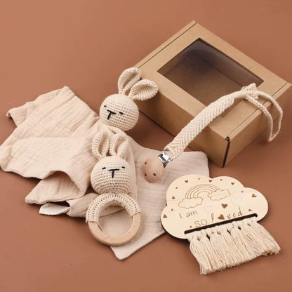 5-in-1 Baby Comfort Set: Burp Cloth, Teether, Pacifier Chain & More for Happy Babies