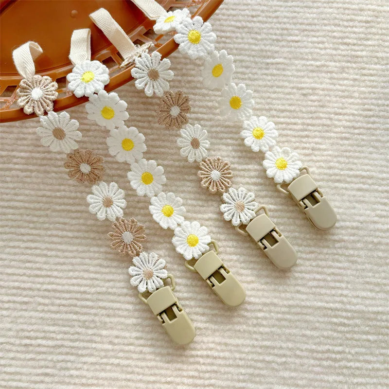 Charming Baby Pacifier Chain - Daisy Design Dummy Holder for Teething and Nursing - Perfect Newborn Accessory