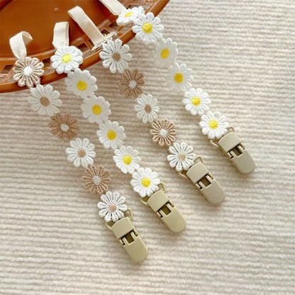 Charming Baby Pacifier Chain - Daisy Design Dummy Holder for Teething and Nursing - Perfect Newborn Accessory