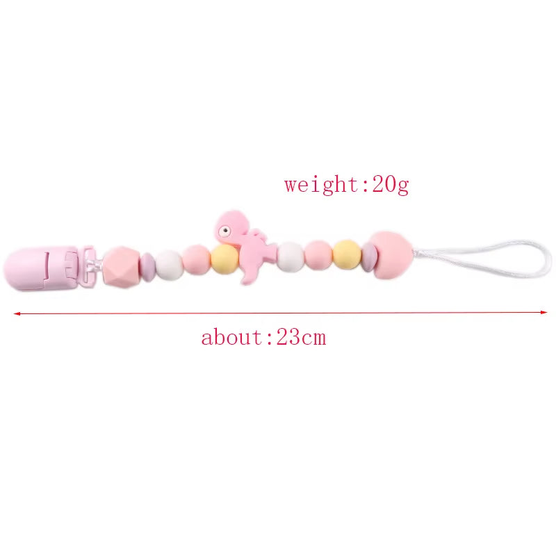 Baby Pacifier Clip Chain Teether Anti-Drop Chain Small Dinosaur Silicone Bead Pacifier Chain Baby Products