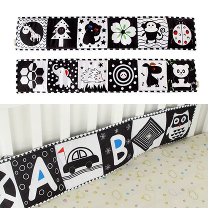 Engaging Black and White Sensory Cloth Book for Newborns - Perfect Crib Bumper for Visual Development and Learning!