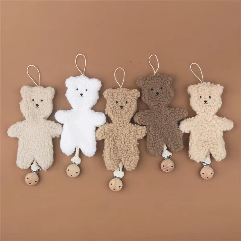 Baby Pacifier Clip Chain Pendant Soft Cartoon Bear Shaped Pacifier Clip Holder Leash Hanging Strap Ornament for Newborn Infants