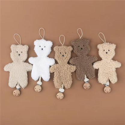 Baby Pacifier Clip Chain Pendant Soft Cartoon Bear Shaped Pacifier Clip Holder Leash Hanging Strap Ornament for Newborn Infants
