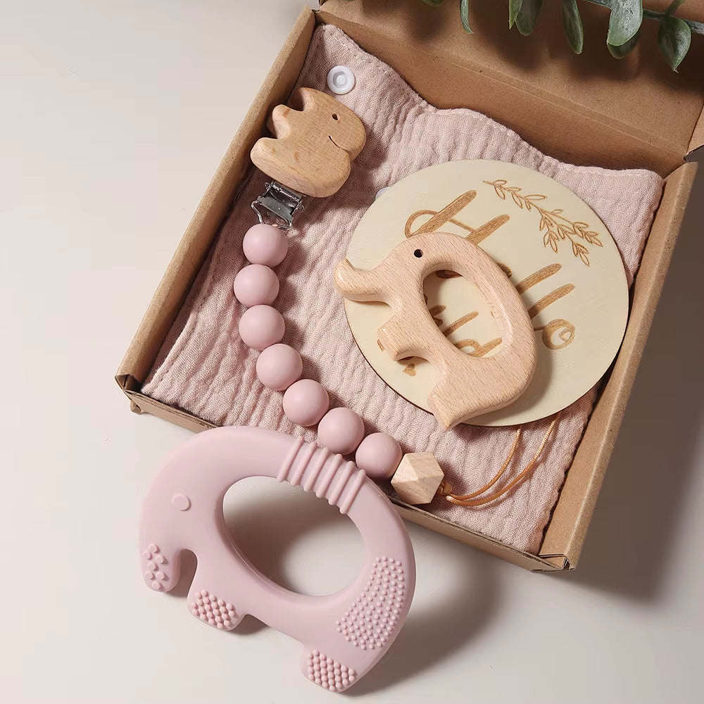 Delightful 100% Organic Cotton Baby Blanket & Toy Elephant Teether Rattle Gift Set - Perfect for Newborns!