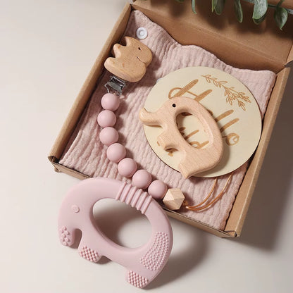 Delightful 100% Organic Cotton Baby Blanket & Toy Elephant Teether Rattle Gift Set - Perfect for Newborns!
