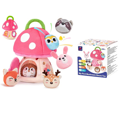 Baby Toys 6-12 Months,Bee House with Stuffed Farm Animals for Toddlers 1-3 Baby Plush Beehive Wtih Rattles Squeaker Mirror