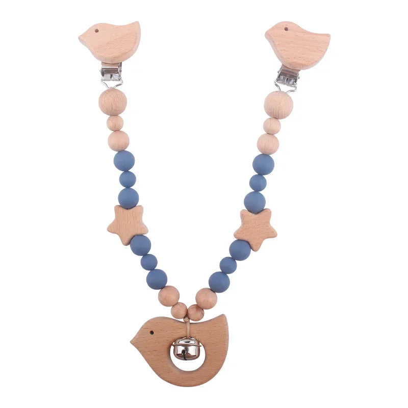 1-3Pcs New Stroller Clip Baby Gym Hanging Toys Cartoon Pattern Kids Pacifier Chain Silicone Beads Teething Set Babies Supplies
