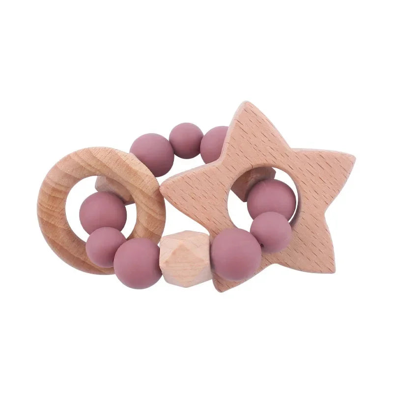 1-3Pcs New Stroller Clip Baby Gym Hanging Toys Cartoon Pattern Kids Pacifier Chain Silicone Beads Teething Set Babies Supplies