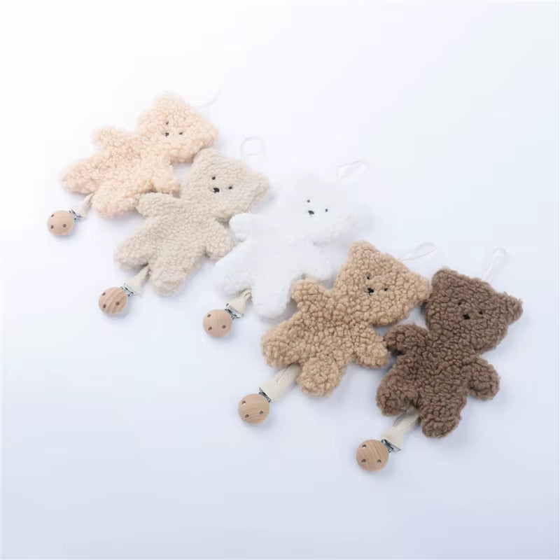 Baby Pacifier Clip Chain Pendant Soft Cartoon Bear Shaped Pacifier Clip Holder Leash Hanging Strap Ornament for Newborn Infants