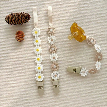 Charming Baby Pacifier Chain - Daisy Design Dummy Holder for Teething and Nursing - Perfect Newborn Accessory