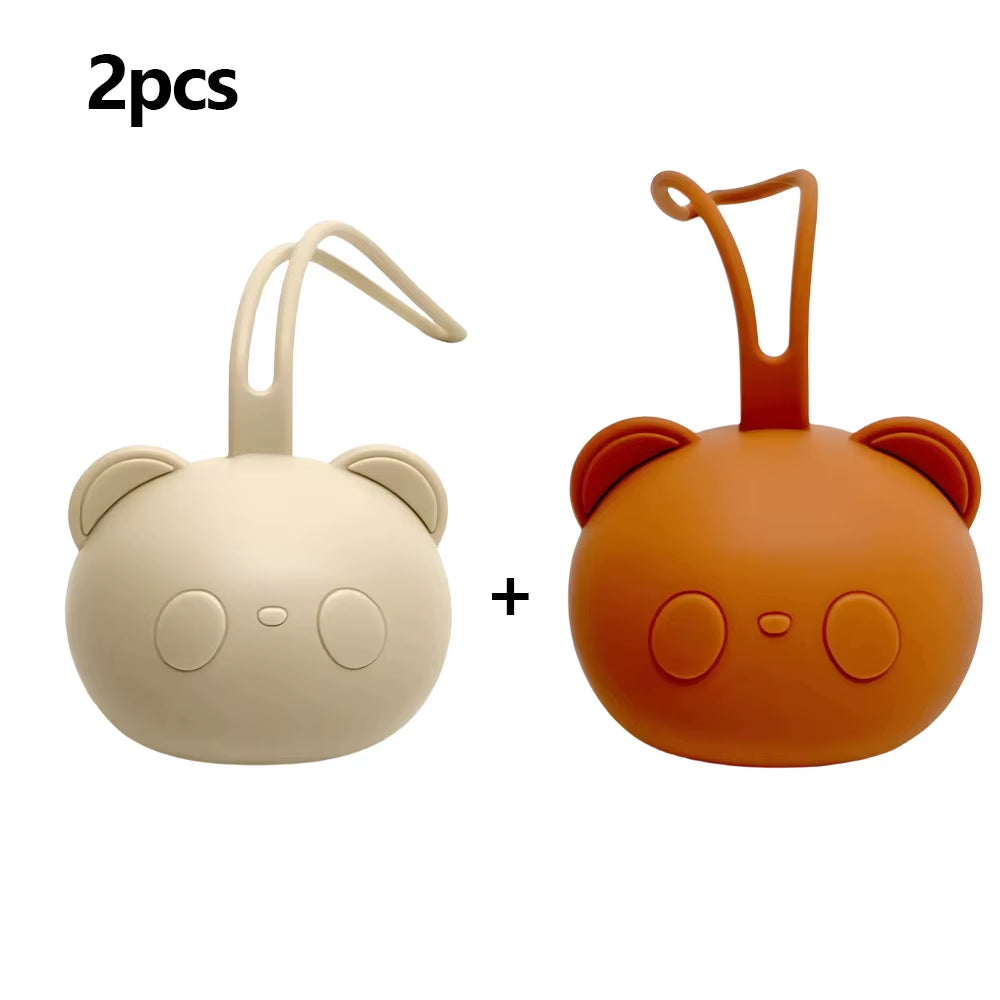 Stylish Bear Pacifier Bag - Eco-Friendly Silicone Dustproof Organizer for Baby Soothers and Chains