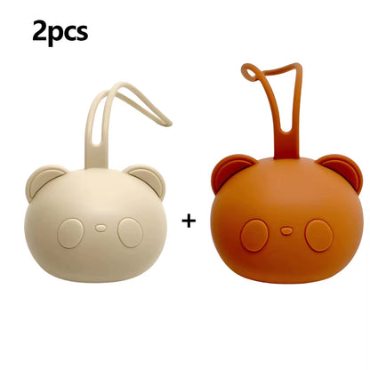Stylish Bear Pacifier Bag - Eco-Friendly Silicone Dustproof Organizer for Baby Soothers and Chains