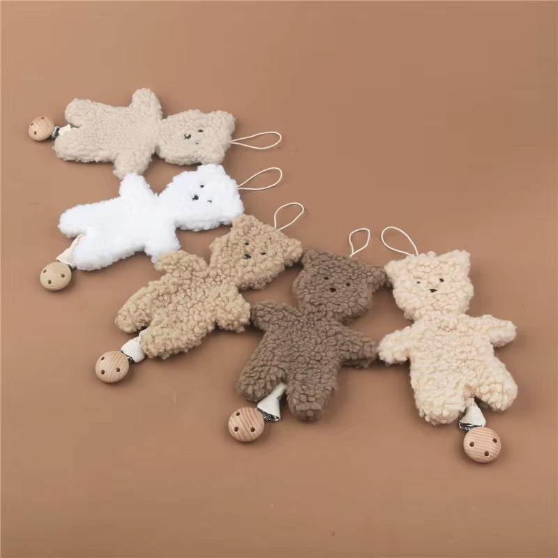 Baby Pacifier Clip Chain Pendant Soft Cartoon Bear Shaped Pacifier Clip Holder Leash Hanging Strap Ornament for Newborn Infants