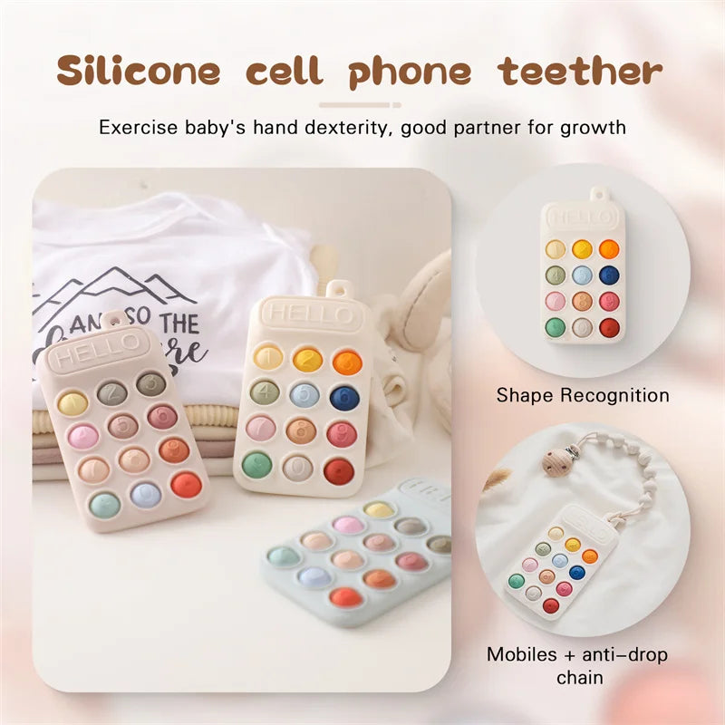 Delight Your Baby with Our Mobile Phone Shaped BPA-Free Silicone Teether - Perfect for Dental Care and Gums Relief!
