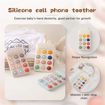 Delight Your Baby with Our Mobile Phone Shaped BPA-Free Silicone Teether - Perfect for Dental Care and Gums Relief!