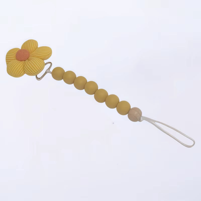 1Pc Cute Baby Silicone Flower Pacifier Chain Newborn Baby Accessories Pacifier Clip Pacifier Chain Teether Loss Prevention Chain