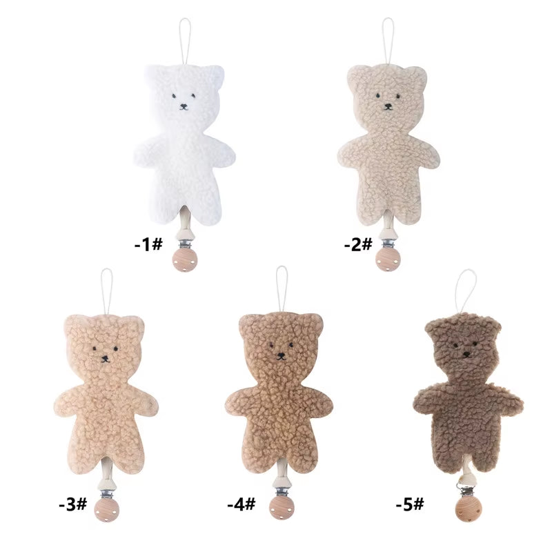 Baby Pacifier Clip Chain Pendant Soft Cartoon Bear Shaped Pacifier Clip Holder Leash Hanging Strap Ornament for Newborn Infants