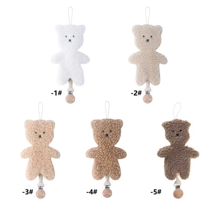 Baby Pacifier Clip Chain Pendant Soft Cartoon Bear Shaped Pacifier Clip Holder Leash Hanging Strap Ornament for Newborn Infants