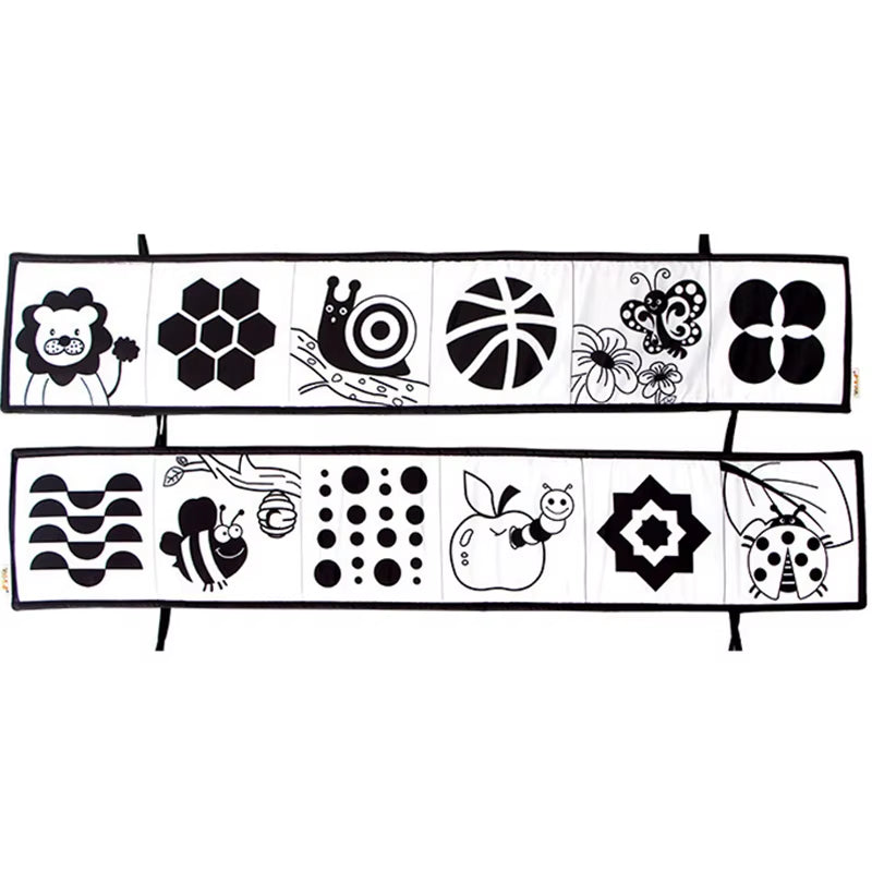 Engaging Black and White Sensory Cloth Book for Newborns - Perfect Crib Bumper for Visual Development and Learning!