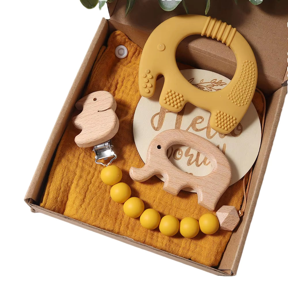 Delightful 100% Organic Cotton Baby Blanket & Toy Elephant Teether Rattle Gift Set - Perfect for Newborns!