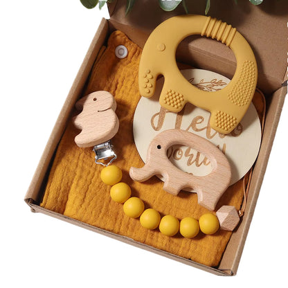 Delightful 100% Organic Cotton Baby Blanket & Toy Elephant Teether Rattle Gift Set - Perfect for Newborns!