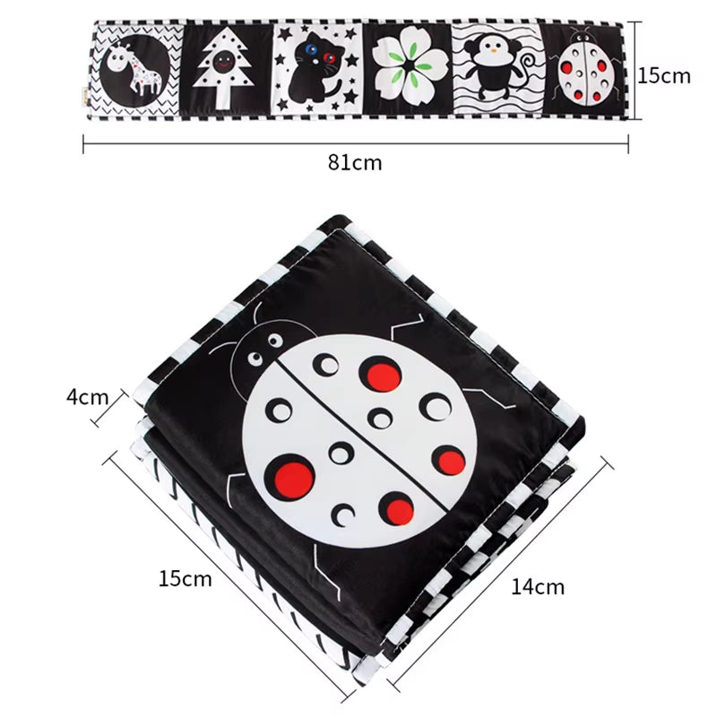 Engaging Black and White Sensory Cloth Book for Newborns - Perfect Crib Bumper for Visual Development and Learning!