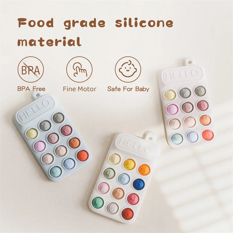 Delight Your Baby with Our Mobile Phone Shaped BPA-Free Silicone Teether - Perfect for Dental Care and Gums Relief!