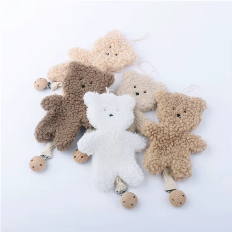 Baby Pacifier Clip Chain Pendant Soft Cartoon Bear Shaped Pacifier Clip Holder Leash Hanging Strap Ornament for Newborn Infants