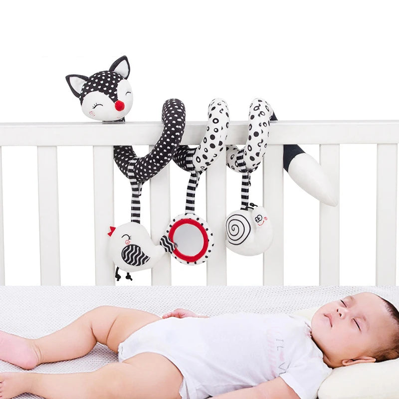 Engaging Black & White Baby Spiral Plush Toy - Perfect for Newborn Sensory Development