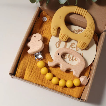Delightful 100% Organic Cotton Baby Blanket & Toy Elephant Teether Rattle Gift Set - Perfect for Newborns!