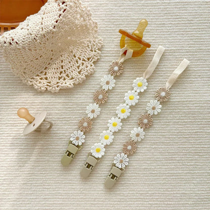 Charming Baby Pacifier Chain - Daisy Design Dummy Holder for Teething and Nursing - Perfect Newborn Accessory
