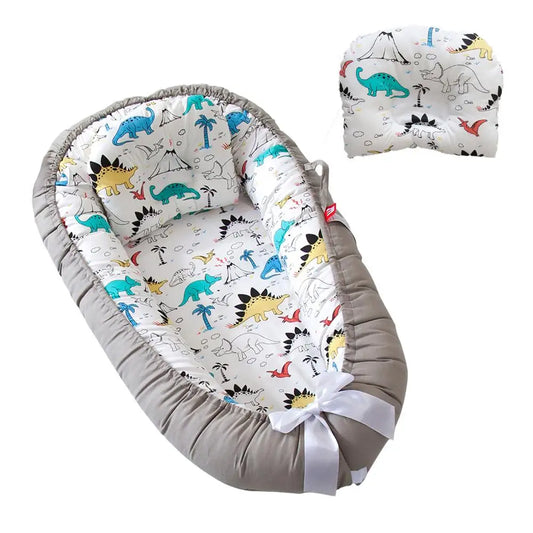 Baby Nest Bed with Pillow Portable Baby Lounger Adjustable Newborn Lounger Travel Crib Soft Breathable for Newborn Bed Bumper