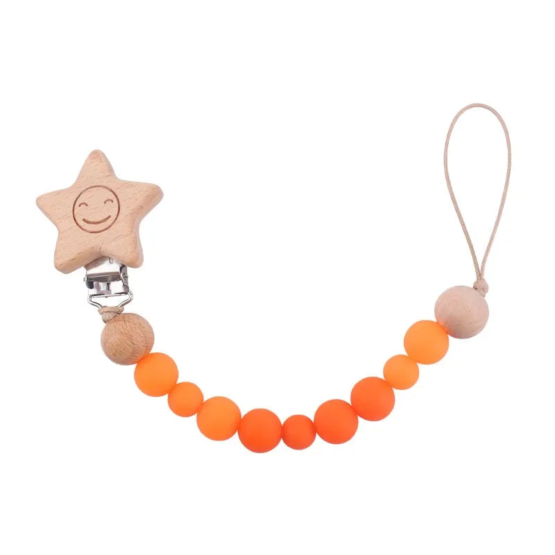1-3Pcs New Stroller Clip Baby Gym Hanging Toys Cartoon Pattern Kids Pacifier Chain Silicone Beads Teething Set Babies Supplies
