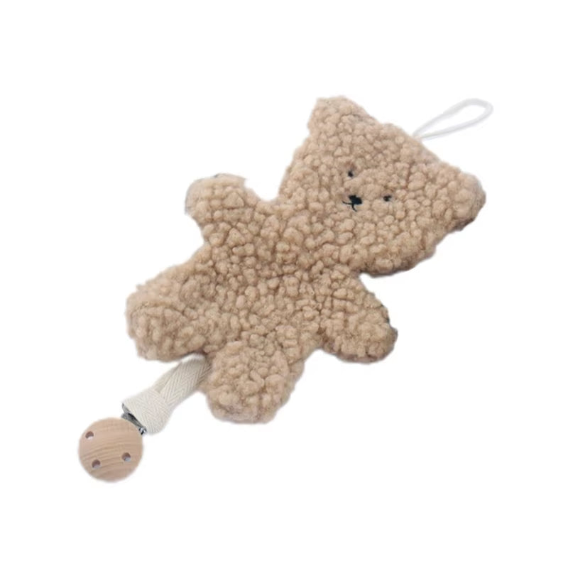 Baby Pacifier Clip Chain Pendant Soft Cartoon Bear Shaped Pacifier Clip Holder Leash Hanging Strap Ornament for Newborn Infants