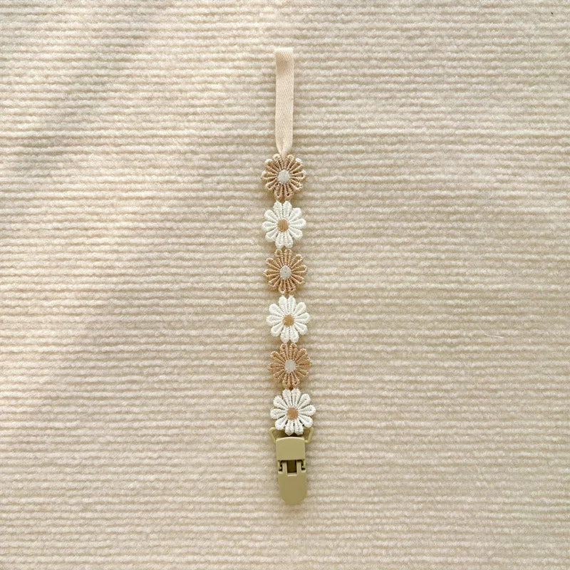 Charming Baby Pacifier Chain - Daisy Design Dummy Holder for Teething and Nursing - Perfect Newborn Accessory