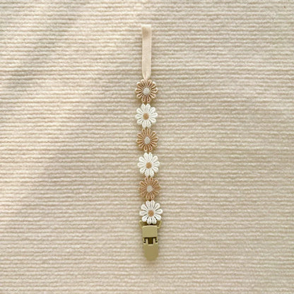 Charming Baby Pacifier Chain - Daisy Design Dummy Holder for Teething and Nursing - Perfect Newborn Accessory