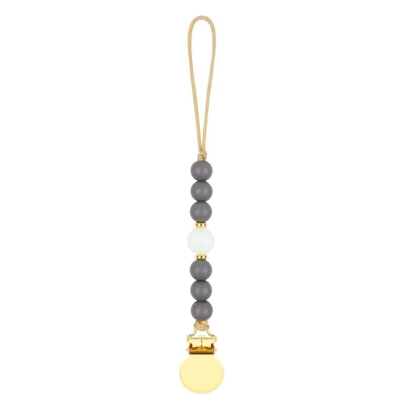 Stylish Adjustable Baby Pacifier Clip - Secure and Portable Silicone Beads Strap for Infants