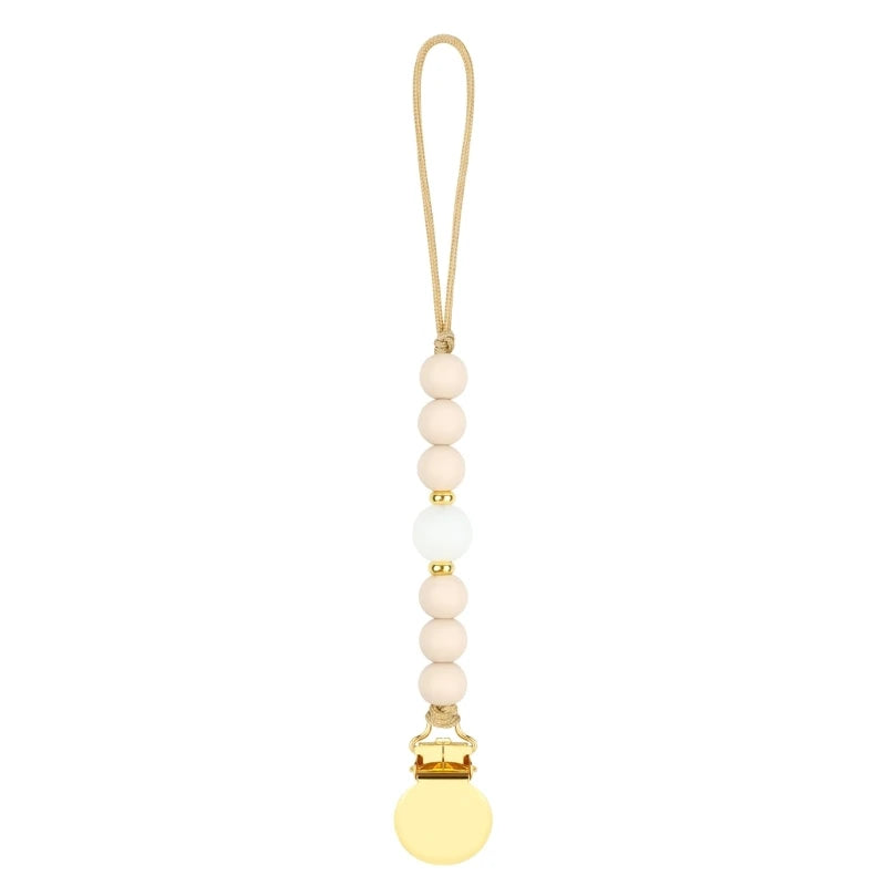 Stylish Adjustable Baby Pacifier Clip - Secure and Portable Silicone Beads Strap for Infants