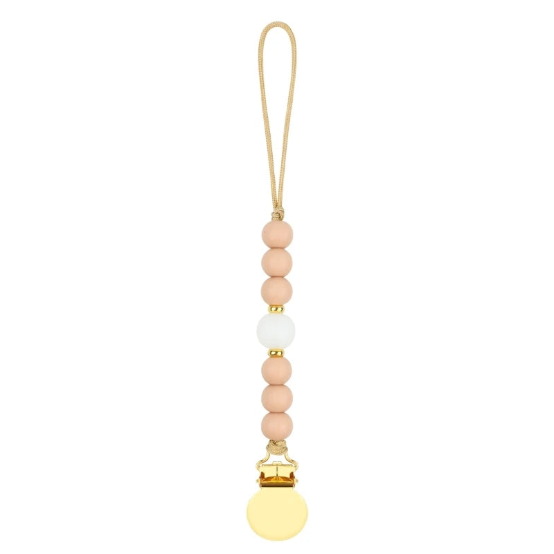 Stylish Adjustable Baby Pacifier Clip - Secure and Portable Silicone Beads Strap for Infants