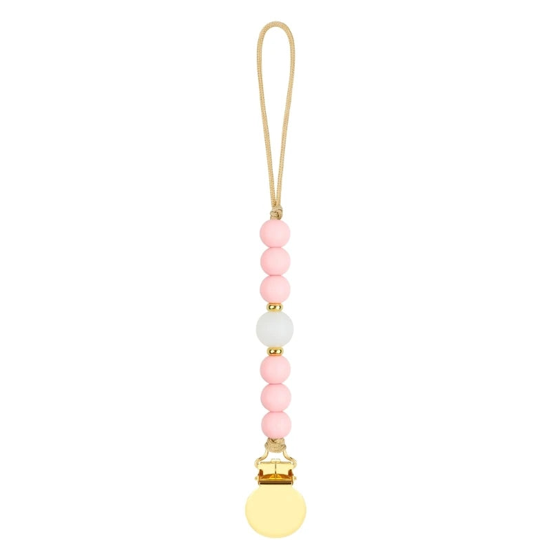 Stylish Adjustable Baby Pacifier Clip - Secure and Portable Silicone Beads Strap for Infants